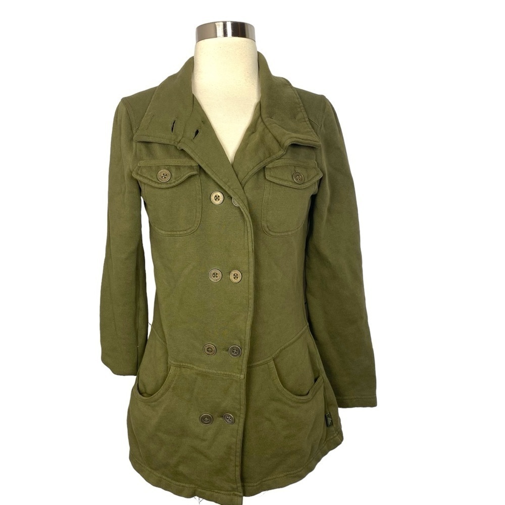 Prana Olive Green Double-Breasted Coat S